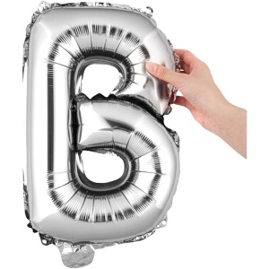 Balon Folie Metalizata Litera B, Flippy, 80 cm, Umflati cu Heliu sau Aer, Ambalaj Individual, Pai inclus, Argintiu - Img 4