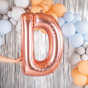Balon Folie Metalizata Litera D, Flippy, 80 cm, Umflati cu Heliu sau Aer, Ambalaj Individual, Pai inclus, Rose Gold - Img 5