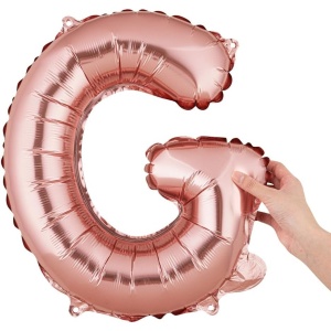 Balon Folie Metalizata Litera G, Flippy, 40 cm, Umflati cu Heliu sau Aer, Ambalaj Individual, Pai inclus, Rose Gold - Img 6