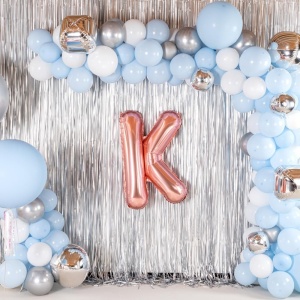 Balon Folie Metalizata Litera K, Flippy, 40 cm, Umflati cu Heliu sau Aer, Ambalaj Individual, Pai inclus, Rose Gold - Img 3