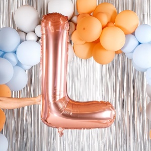 Balon Folie Metalizata Litera L, Flippy, 80 cm, Umflati cu Heliu sau Aer, Ambalaj Individual, Pai inclus, Rose Gold - Img 5