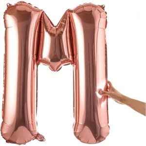 Balon Folie Metalizata Litera M, Flippy, 80 cm, Umflati cu Heliu sau Aer, Ambalaj Individual, Pai inclus, Rose Gold - Img 8