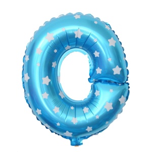 Balon Folie Metalizata Litera O, Flippy, 40 cm, Cu Imprimeu Stelute, Umflati cu Heliu sau Aer, Ambalaj Individual, Pai inclus, Albastru - Img 1