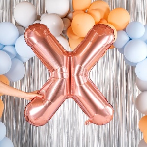 Balon Folie Metalizata Litera X, Flippy, 80 cm, Umflati cu Heliu sau Aer, Ambalaj Individual, Pai inclus, Rose Gold - Img 5