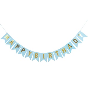 Banner Happy Birthday 100x200 cm, Flippy, Dimensiune Stegulet 11.5x16.5 cm, Rola de Ata Inclusa, Albastru - Img 2