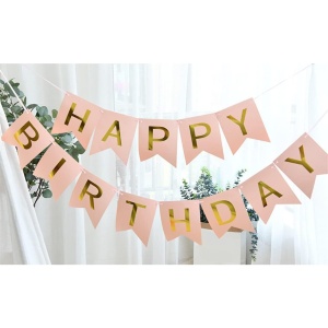 Banner Happy Birthday 100x200 cm, Flippy, Dimensiune Stegulet 11.5x16.5 cm, Rola de Ata Inclusa, Roz - Img 6