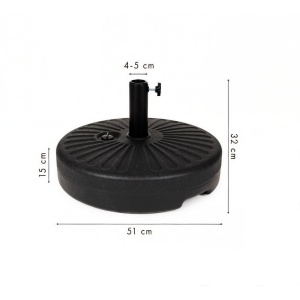 Baza umbrela din plastic Flippy, rotunda, 22 litri, neagra - Img 4