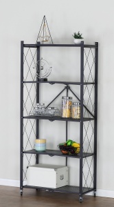 Biblioteca plianta cu 5 rafturi, UnicSpot, negru, 70x34x163 cm - Img 2
