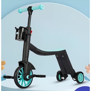 Bicicleta 8 in 1, Flippy, Transformabila, Multifunctionala, Reglare Inaltime, cu Maner de Impingere Detasabil, Tricicleta, Trotineta, 3 Roti, Pedale, Cosulet, 3-6 Ani, Albastru - Img 3