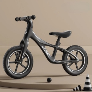 Bicicleta pentru Copii, Flippy, Fara Pedale, Pentru 2-6 Ani, 2 Roti Silentioase, Sa Reglabila 43 - 58 cm, din Plastic si Fibra de Sticla, 88 x 56 x 43 cm, Negru - Img 2
