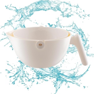 Bol cu Doua Straturi, Flippy, pentru Fructe, Legume, cu Cos de Scurgere a Apei, 2L, din ABS+PP, 29.9 x 22.5 x 11.8 cm, Alb - Img 2