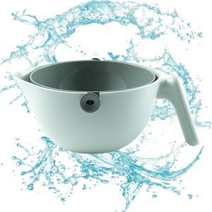 Bol cu Doua Straturi, Flippy, pentru Fructe, Legume, cu Cos de Scurgere a Apei, 2L, din ABS+PP, 29.9 x 22.5 x 11.8 cm, Verde - Img 6