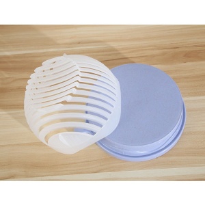 Bol Feliator pentru Salata, Flippy, Castron Multifunctional pentru Legume si Fructe, pentru Spalat si Taiat Legumele, cu Scurgere si Tocator, Ergonomic, Protectie pentru Maini, 21x18.5x11.5 cm, Mov - Img 4