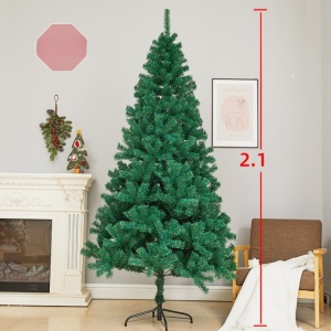 Brad de Craciun artificial cu suport inclus Flippy, 210 cm, 800 ramuri/varfuri, material plastic, suport clasic, fara iluminare, utilizat pentru interior/exterior, verde - Img 2