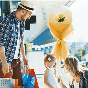 Buchet Decorativ, Flippy, Trandafir in Balon cu Lumini Led, Diametru 35 cm, 2 x Baterii AA (neincluse), Sampanie - Img 6