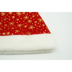 Caciulita de Mos Craciun, Flippy,cu ornament auriu fulg de nea, rosie, marime universala, material textil - Img 5
