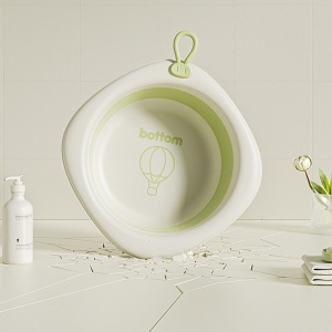Cada Pliabila pentru Baie pentru Copii, Flippy, Cadita pentru Bebelusi, Model Romb cu Balon, Verde, 31.5x31.5x3.5 cm, 3L - Img 12