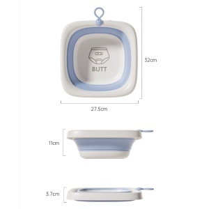 Cada Pliabila pentru Baie pentru Copii, Flippy, Cadita pentru Bebelusi, Model Patrat pentru Fundulet, Albastru, 32x27.5x3.7 cm, 4 L - Img 7