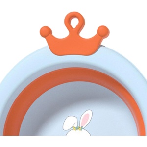 Cada Pliabila pentru Baie pentru Copii, Flippy, Cadita pentru Bebelusi, Model Rotund cu Iepuras, Blue, 30x31x3.5 cm, 3.3 L - Img 4