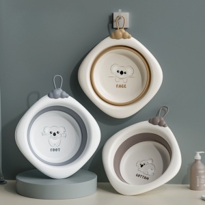 Cada Pliabila pentru Baie pentru Copii, Flippy, Cadita pentru Bebelusi, Model Romb pentru Picioare Koala, Gri, 30x30x3.5 cm, 4L - Img 4