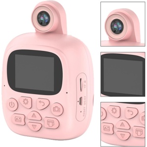 Camera Instantanee pentru Copii, Flippy, Camera Frontala + Selfie, cu Functie de Printare, Cablu USB-C, Bluetooth, Compatibil iOS/Android, Imprimare APP, Model Bunny, Roz - Img 5