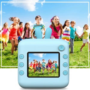 Camera Instantanee pentru Copii, Flippy, cu Functie de Printare, Cablu USB-C, Bluetooth, Compatibil iOS/Android, Imprimare APP, Model Iepure, Snur de Agatat Inclus, Albastru - Img 4