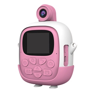 Camera Instantanee pentru Copii, Flippy, cu Functie de Printare, Cablu USB-C, Bluetooth, Compatibil iOS/Android, Camera Frontala + Selfie, Model Iepure, Snur Inclus, Roz - Img 3