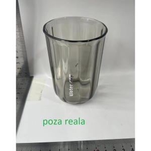 Cana de Apa pentru Clatit, Flippy, pentru Periuta de Dinti, 200 ml, 10.4 x 7.3 cm, Gri Transparent - Img 2