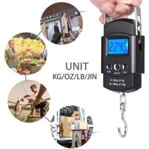 Cantar Digital de Mana cu Carlig, Flippy, Cantar Portabil, Pescuit, cu Maner, Capacitate 50 kg, cu Metru Incorporat, 20.5 x 6 x 2.5 cm, Negru - Img 5