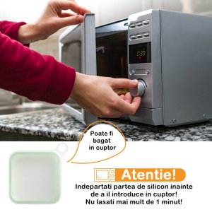 Caserola pentru sandwich Flippy, din silicon si polipropilena, portabil, usor de curatat, capac anti-scurgere, reutilizabil, 15.5 x 15.5 x 2.5 cm, verde - Img 2