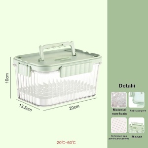 Caserola portabila pentru mancare fresh Flippy, 1500 ml, 2 furculite,10 x 13.5 x 20 cm, 2 capace detasabile pentru congelator, etans, spatiu pentru tacamuri, maner, material plastic, rezistent la temperaturi ridicate, transparent - Img 4
