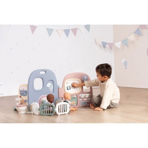 Centru de ingrijire pentru papusi Smoby Baby Care Childcare Center albastru roz cu accesorii - Img 7