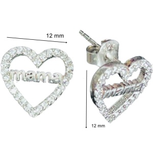 Cercei din Argint 925 Jolie Silver, Model Inimi cu Mama, 12 x 12 mm, 2.8 g - Img 2