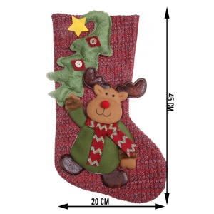 Ciorap Cadouri, Flippy, cu model ren, rosu, marimea 20x45 cm, textil, interior - Img 6