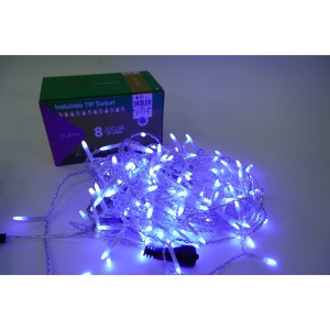 Componenta Instalatie Craciun, Sectiune 5 m, 143 LED-uri, Franjuri, Albastru, 8 jocuri de lumini, Interconectabila, Fir Transparent, Flippy - Img 3