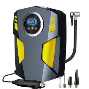 Compresor Auto Portabil cu Lanterna si Afisaj Electornic Flippy, DC 12V, 120W, 35L/min, Cablu de alimentare 3m, Pompa Biciclete, Moto, Mingi, Saltele, Max 10.3bar, lumina LED, Negru - Img 1