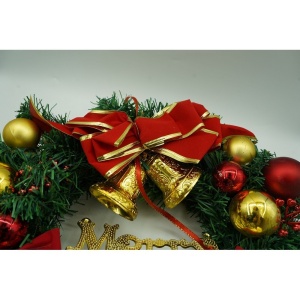 Coronita de Craciun pentru usa, Rosu/Auriu/Verde, 40 cm, PVC, Artificiala, Decorata, Interior/Exterior, Flippy - Img 7