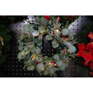 Coronita de Craciun pentru usa, Rosu-Verde, 40 cm, PVC, Artificiala, Decorata, Interior/Exterior, Flippy - Img 7