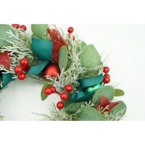 Coronita de Craciun pentru usa, Verde/Rosu, 40 cm, PVC, Artificiala, Decorata, Interior/Exterior, Flippy - Img 7