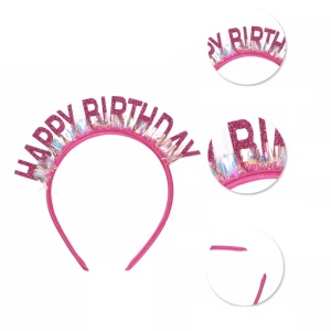 Coronita Decorativa pentru Petreceri, Flippy, Tema Aniversare, Model Happy Birthday, Marime Universala, Roz - Img 2