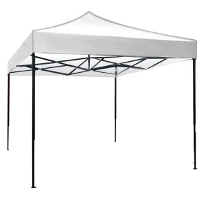Cort Pavilion 3x3m Alb Pliabil Cadru Metal pentru Curte, Gradina, Evenimente - Img 2