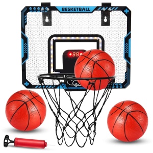 Cos de Baschet pentru Copii, Flippy, cu Tablou de Bord Electronic, Minge, Pompa, 2 Moduri, Interior/Exterior, Inel Metalic si Rabatabil cu Arc, Luminos, 41x31x5 cm, Multicolor - Img 5
