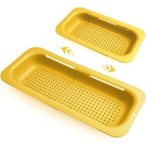 Cos pentru Scurgere Chiuveta de Bucatarie, Flippy, Plastic, Telescopic, 36x20x5 cm, Galben - Img 6