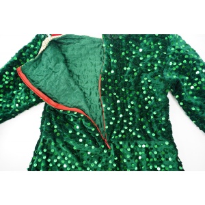 Costum Craciun, Flippy, Spiridus, rosu-verde, 7 - 9 ani, catifea - Img 4