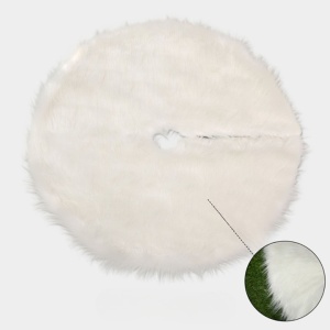 Covor pentru bradul de Craciun White Haipai, diametru 90 cm, blana cu o grosime 2.5 - 3 cm, alb - Img 2