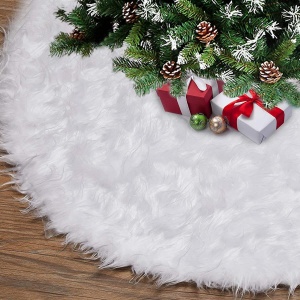 Covor pentru bradul de Craciun White Haipai, diametru 90 cm, blana cu o grosime 2.5 - 3 cm, alb - Img 9