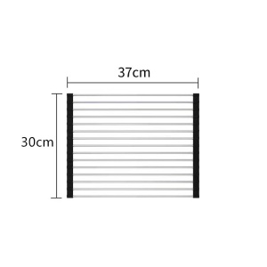 Covoras de Scurgere pentru Chiuveta Bucatarie, din Otel Inoxidabil, Suport Chiuveta, Pliabil, Antiderapant, Usor de Curatat si de Depozitat, 37x30 cm, 15 Tuburi, Negru - Img 2