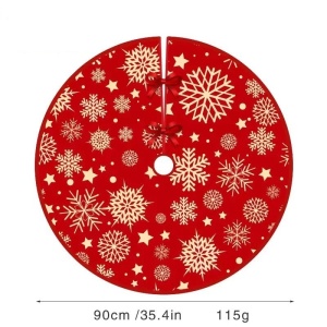 Covoras pentru Bradul de Craciun, Flippy, din Tesatura Pufoasa, cu Fundite de Prindere, Model Stelute, Rosu, Diametru 90 cm - Img 2