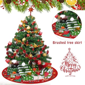 Covoras pentru Bradul de Craciun, Flippy, din Tesatura Pufoasa, cu Fundite de Prindere, Model Mos Craciun, Rosu, Diametru 90 cm - Img 9