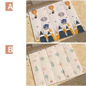 Covoras pentru Copii, Flippy, cu 2 Fete, Model Padure/Elefanti, din XPE+PE, Impermeabil, Antiderapant, Protectie Termica, +3 Luni, Pliabil, 150 x 200 x 1.5 cm, Multicolor - Img 8